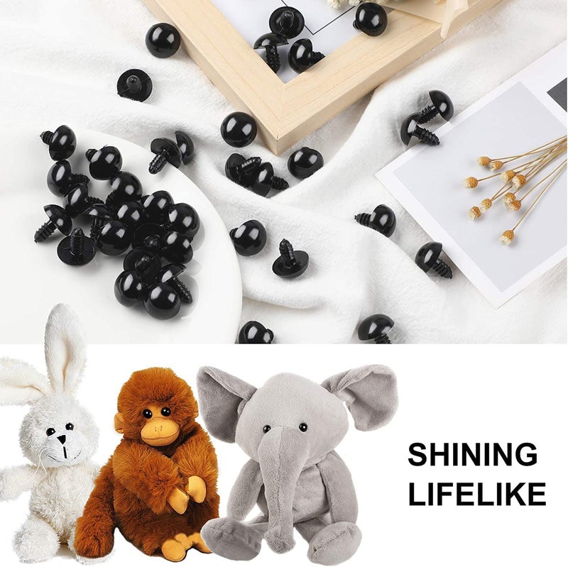 UPINS 500 Pieces 6-24MM Black Plastic Safety Eyes with Washers for Crochet Animal Crafts Doll Making Supplier Bulk (4 Sizes) - Image 4